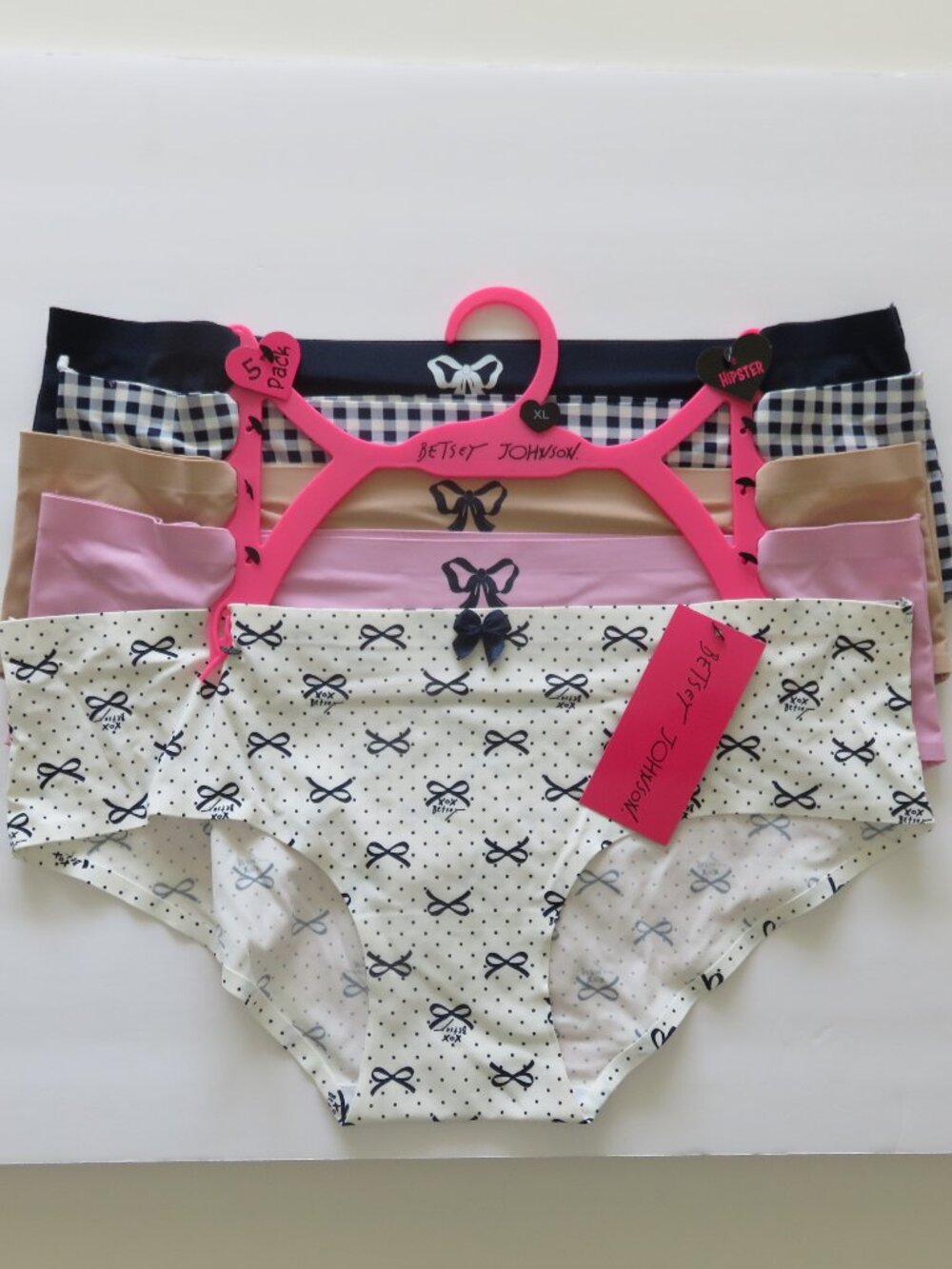 (#143) Betsey Johnson 5PK Hipster Panties Size XL